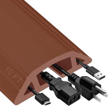 Imagem de MYFAMIREA Capa para cabo de piso de 3 m, capa protetora de cabo resistente, extensão de 3 canais, capa de fio de PVC para uso externo, capa de cabo de gerenciamento de esconder para fio no chão para