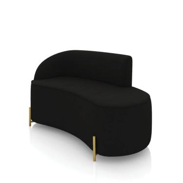 Imagem de Sofá 2 Lugares Orgânico 140cm Pé Dourado Morgan Suede Preto D03 - D`Rossi