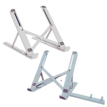 Imagem de Conjunto com 2 suporte para notebook de plastico ABS suporte articulado para notebook Suporte para mecbook suporte de mesa para mecbook/celular suporte de mesa 15.5 branco