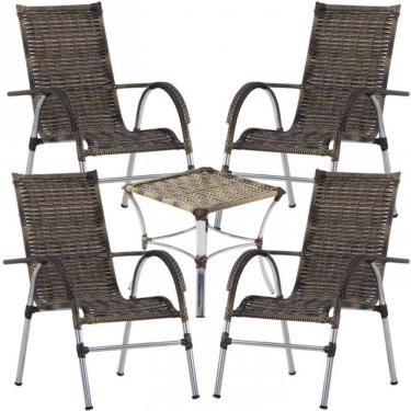 Imagem de 4 Cadeiras Vênus E Mesa Garden Para área Externa Trama Cappuccino