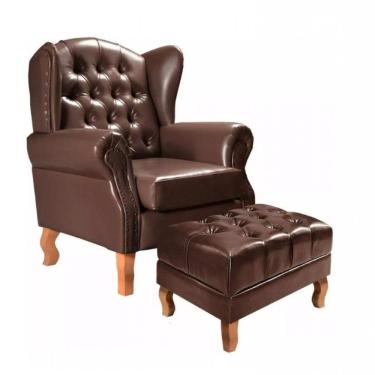 Imagem de Poltrona Imperador Com Puff Chesterfiel Dom Pedro Courissimo Café