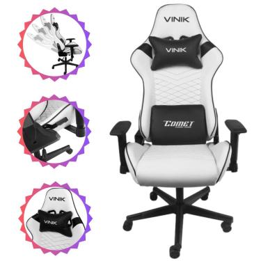 Imagem de Cadeira Gamer Escritório Giratória Ergonômica de Alta Qualidade Comet CGC10P Para Jogos e Trabalhos cor Branco
