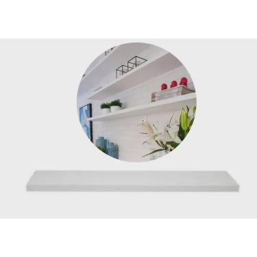 Imagem de Prateleira Madeira Mdf Branca 90x20cm Com Suporte Invisível Flutuante