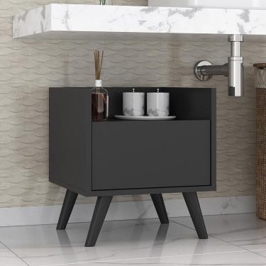 Imagem de Gabinete Armário Banheiro 40cm + Pés Retrô Mp5037 Preto