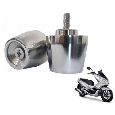 Imagem de Par Peso Pezinho De Guidão Cromado Pcx 150 De 2019 Ate 2021