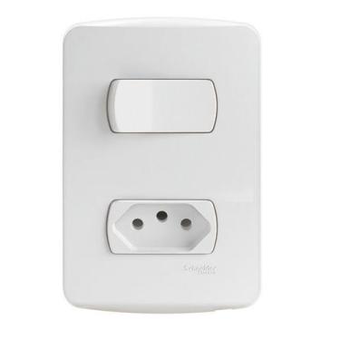 Imagem de Conjunto 1 Interruptor Paralelo + 1 Tomada 2P+T 10A Miluz Schneider S3
