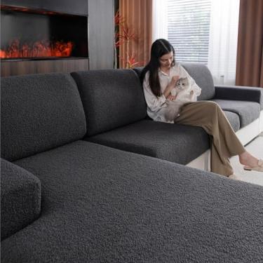 Imagem de OHSIO Capas de almofada de sofá para sofá seccional, capas elásticas macias, laváveis e resistentes ao desgaste, protetor de móveis universal para sala de estar (1 capa de espreguiçadeira, cinza