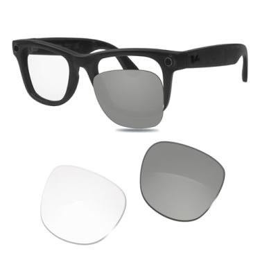 Imagem de Glintbay Óculos de sol de substituição para lentes transparentes fotocromáticas Ray-Ban RW4008 53 mm para a série Meta, adaptadas às armações Wayfarer, Fotocromático, transparente, não polarizado