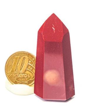 Imagem de Ponta Jaspe Vermelho Gerador 40mm 30g Pedra Natural Tipo  A - Varejo