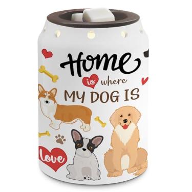 Imagem de TEDDROP Aquecedor de cera para cães, decoração de cachorro fofo, presentes de inauguração de casa para mulheres, aquecedor de cera elétrico engraçado de cerâmica para banheiro, cozinha, casa