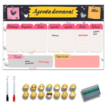 Imagem de Quadro Lousa Planejador Mensal/Planejamento Semanal/Planner/Planner Parede 40x60 Metal - Quadro Branco 2 canetas e 12 imãs (BRANCO, 30x40)