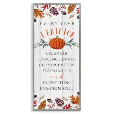 Imagem de Stupell Industries Every Year Favorite Fall Things arte giclée emoldurada cinza, design por Elizabeth Tyndall, 25 x 61 cm