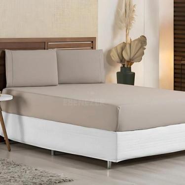 Imagem de Jogo de Lençol Antialérgico Queen 3 Peças 400 Fios Percal Ponto Palito