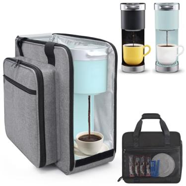 Imagem de Anitor Bolsa de viagem portátil para cafeteira Keurig K-Mini ou K-Mini Plus, bolsa de viagem para máquina de café de porção única com alças acolchoadas inclui vários sacos de armazenamento, cinza