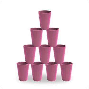 Imagem de Kit 10 Copos Plásticos 200ml Reutilizáveis Resistentes p/Festas, Merenda Escolar e Creches (Rosa)