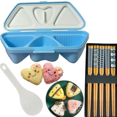 Imagem de Fejapa Caixa para fazer sushi 6 em 1 molde onigiri triangular molde de sushi molde de bola de arroz spam Musubi Maker kit de imprensa para fazer armazenar sushi fazer sushi para ir caixa de almoço