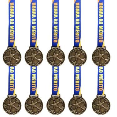 Imagem de Kit 100 Medalhas, Medalha Premiação Personalizada Honra ao Mérito, 55m