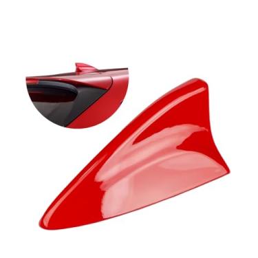 Imagem de Antena tubarão vermelha universal - Shark Fin conexão rádio am fm música design esportivo gps estilo receptor barbatana universal funcional carro externa perola brilho cor vermelho