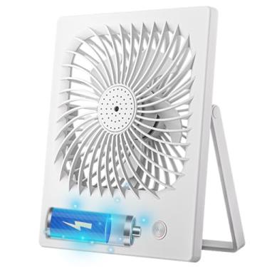 Imagem de ZEOEZHBI Ventilador operado por bateria recarregável, pequeno ventilador pessoal com ventilador de mesa dobrável a 180°, portátil para viagens, USB, mini ventiladores de mesa para quarto, acampamento