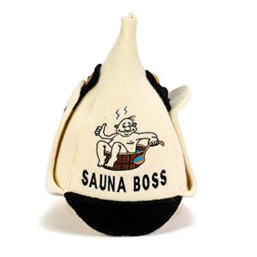Imagem de SAUNA GURU Chapéu sauna chefe, boné de sauna de feltro 100% lã orgânica, chapéu Banya protetor de cabelo sauna, acessórios de sauna chapéu bordado, chapéu de sauna russo, acessório para sala de sauna