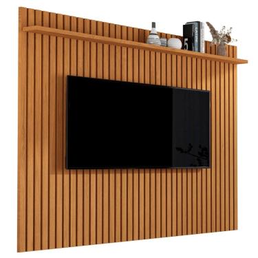 Imagem de Painel Ripado Para Sala Grande com Prateleira 1.80m Venus Tv 70&quot;