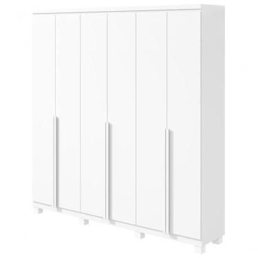 Imagem de Guarda-roupas Casal Alonzo 6 Portas 4 Gavetas Sem Espelho 100% Mdf Com Pés - Lopas Branco