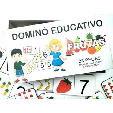 Imagem de BRINQUEDO DOMINÓ JOGO EDUCATIVO PEDAGÓGICO FRUTAS 28PCS EM MADEIRA - MEGA IMPRESS