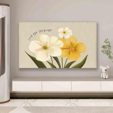 Imagem de HSTANGKY Capa de TV interna para TV LCD LED moderna capa protetora contra poeira capa protetora de tela de TV pano montado na parede capa de tela de TV decoração de sala de estar flor||65 polegadas