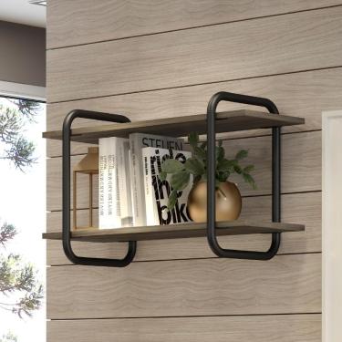 Imagem de Prateleira de Nicho Madeirada e Tubos Preto Fosco Carraro