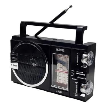 Imagem de Rádio Portátil Retrô AM/FM, Bluetooth, 5W, Bateria e Energia Elétrica, Preto e Dourado, Design Analógico