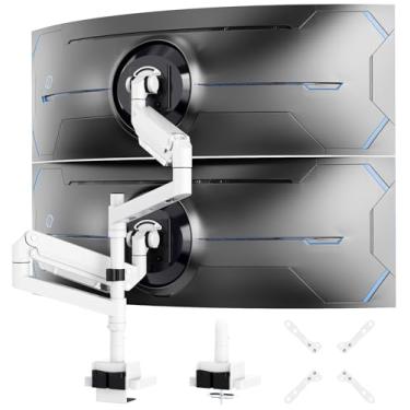 Imagem de Suporte de monitor vertical duplo de 61.0-144.8 cm, braço de monitor resistente para 2 monitores, até 27 kg, extra alto/largo ajustável, suporte de mesa de alumínio premium para monitor duplo, VESA 75