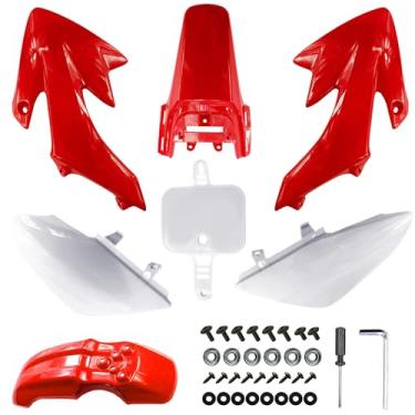 Imagem de PRO BAT Kit De Carenagem Plástico Com 7 Peças E Parafusos Para Moto Crf50 Xr50 Pit Dirt Bike Db17, Branco Vermelho