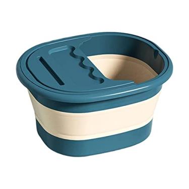 Imagem de OIIBWQ Banheira Dobrável para Banho de Pés com Tampa, Economiza Espaço E Possui 26 Pontos de Massagem, Relaxante E Calmante para Pés Cansados, Grande Bacia P, Azul, Tamanho real