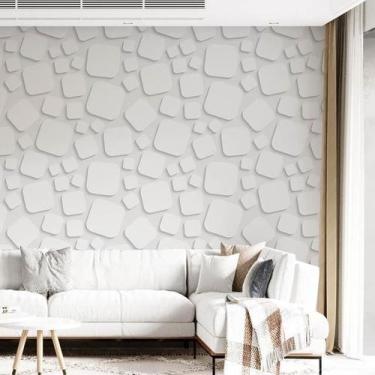 Imagem de Kit 8 Rolos Papel De Parede Adesivo Abstrato 3D Branco 3,0M - Gh Papel