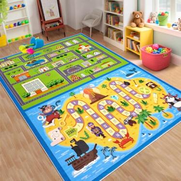 Imagem de COZYLOOM Tapete infantil para sala de aula, 20 x 25 cm, para crianças, educacional, antiderrapante, mapa rodoviário, trânsito, tapete grande, para sala de jogos, quarto, meninos, meninas, carro