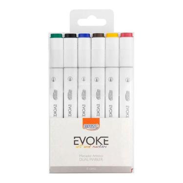 Imagem de Caneta Marcadora Artística Dual Marker Dm0601 6 Cores - Brw
