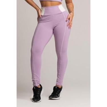 Imagem de Calça Legging Cós Off White Cintura Alta Poliamida Mvb Modas-Feminino