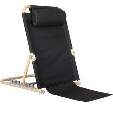 Imagem de Menkxi Encosto de cama portátil dobrável ajustável assento encosto cadeira multifuncional para mudança de cama ângulo do encosto para pacientes idosos apoio lombar pescoço traseiro (preto, 71 cm)