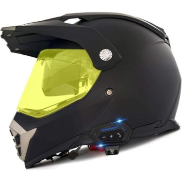 Imagem de Capacete De Motocross Com Fone De Ouvido Bluetooth Integrado, Capacete Mx, Capacete De Motocicleta, Com Viseira Solar Dupla, Para Capacete Quad Atv Enduro, Certificação Ece, 1, XL(61-62cm)