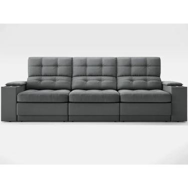 Imagem de Sofá Com Usb Retrátil E Reclinável Eureka 2,30m Cor Grafite