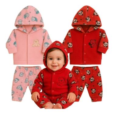 Imagem de Kit 2 Conjuntos Inverno Infantil Roupa Bebê Frio Quentinho