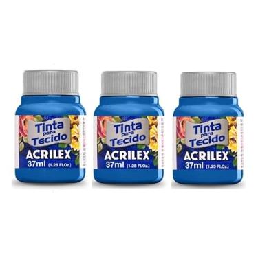 Imagem de Tinta Para Tecido Fosca Acrilex 37ml 3 Unidades Artesanato Fixação Frio Alta Cobertura – Fixação a Frio e Alta Cobertura Com Acabamento Fosco, Este Kit É A Escolha Perfeita Para Quem Busca Qualidade (Azul Turquesa 501)
