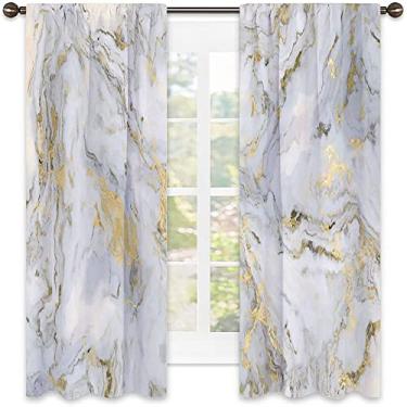 Imagem de Cortinas blecaute de mármore – Cortinas de quarto e sala de estar com isolamento térmico, economia de energia e redução de ruído, L 106 x C 213 cm