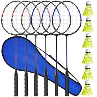 Imagem de KH Conjunto de 6 raquetes de badminton, jogos de quintal de praia, esportes ao ar livre, 6 raquetes, 6 petecas e uma bolsa de transporte incluída