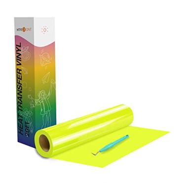 Imagem de HTVRONT Rolos De Vinil Htv Com Transferência Térmica - 30 Cm X 6 M Amarelo Neon Para Camisas, Passáveis A Ferro Em Todas As Máquinas Corte, Fáceis Cortar E Design Removível