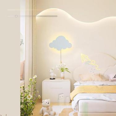 Imagem de GZZBMY Luz de parede de metal LED com interruptor de cabo de puxar, lâmpada de parede alimentada por bateria, decoração de quarto de crianças, arandela de parede regulável com controle remoto, quartos