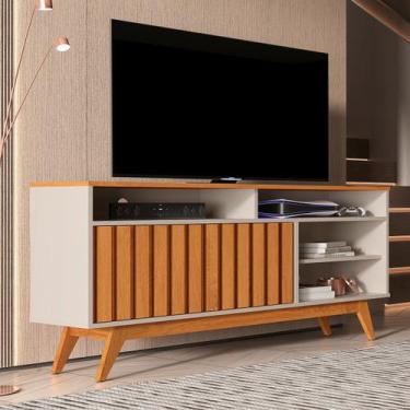 Imagem de Rack para TV Até 60 Polegadas Hermes 2 Portas Ripado Off White/Nature 