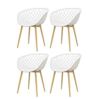 Imagem de Kit 4 Cadeiras Clarice Rivatti Polipropileno Branco Base Metal