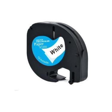 Imagem de Fita Compatível Dymo Letratag Papel 91200 Branca Letra Preta 12mm - Ge