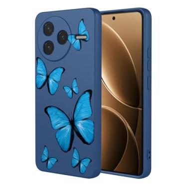 Imagem de KOARWVC Capa de telefone para Redmi K80, 24117RK2CC Xiaomi Poco F7 Pro, capa fofa com estampa de borboleta, fina, protetora, macia, amortecedora, para Xiaomi Redmi K80, borboleta azul